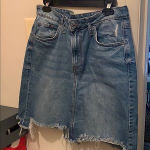 Destructed Denim Skirt